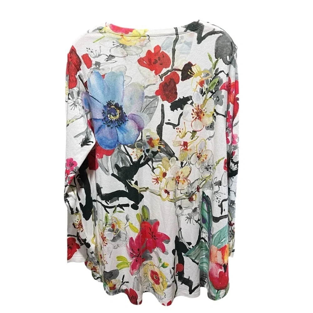 Soft Surroundings Multicolor Floral Sweater Blouse 2X - Picture 2 of 9